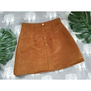 NWT Suede Faux Leather Brown Skirt